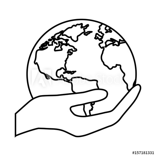 500x500 Hand Holding A Planet Earth Icon Over White Background Vector