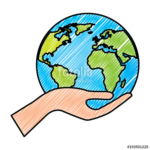 500x500 Human Hand Holding Earth Globe World Vector Illustration Stock