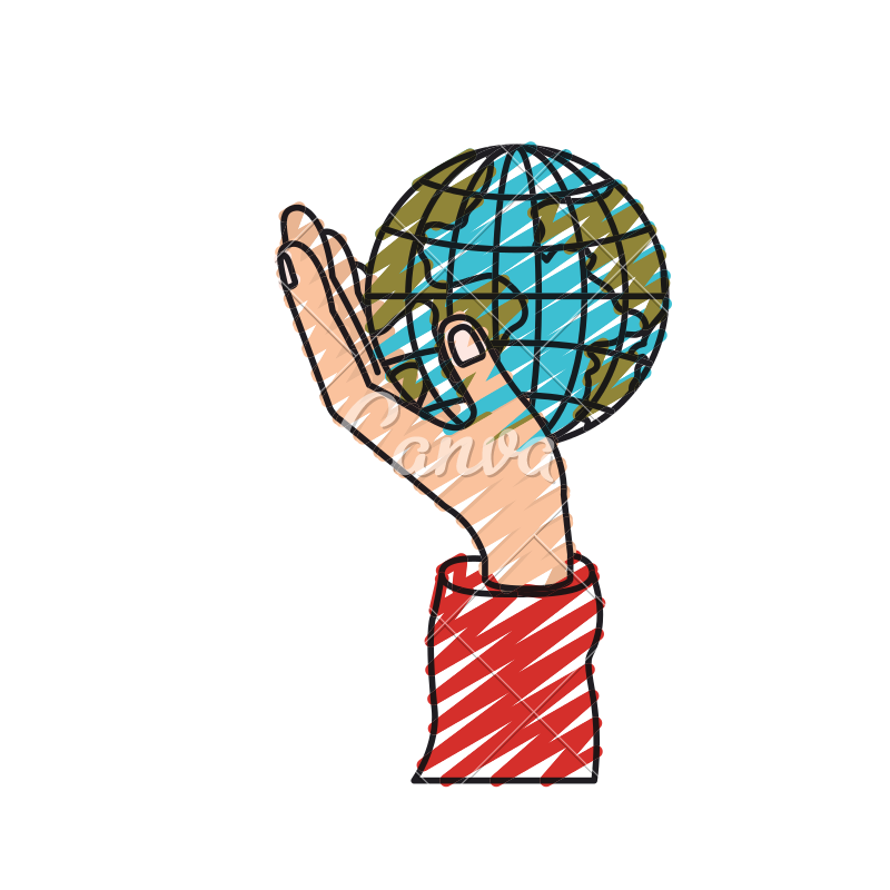800x800 Color Crayon Silhouette Hand Holding In Palm A Earth Globe World