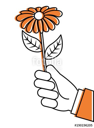 367x500 Hand Holding Beautiful Flower Nature Vector Illustration Stock