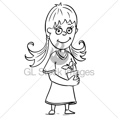 500x500 Cartoon Illustration Of Girl Holding Flower Pot Flowerpot Gl