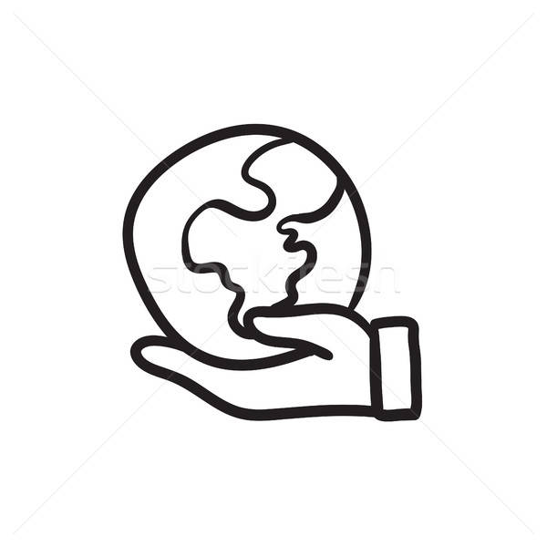 600x600 hand holding the earth sketch icon vector illustration andrei