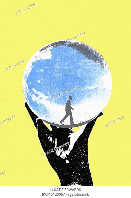 452x680 Holding Crystal Ball Blue Sky Stock Photos And Images Age Fotostock