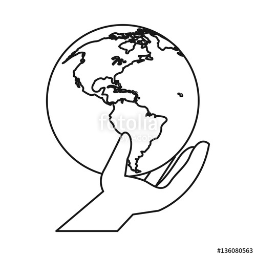 500x500 Environmental Hand Holding World Care Thin Line Vector