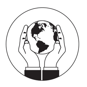 300x300 Hand Holding See Thru Glass Globe Royalty Free Vectors