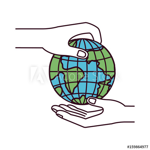 500x500 Silhouette Color Sections Side View Of Palm Human Holding A Earth