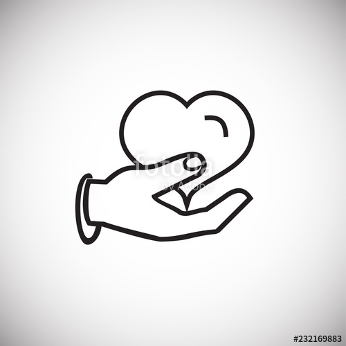 500x500 Hand Holding Heart Thin Line On White Background Icon Stock Image