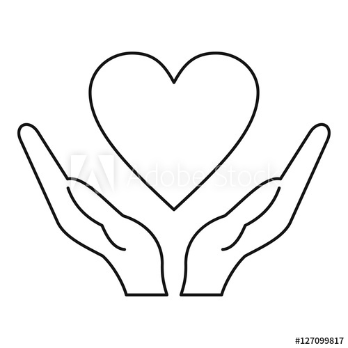 500x500 Hands Holding Heart Icon Outline Illustration Of Hands Holding