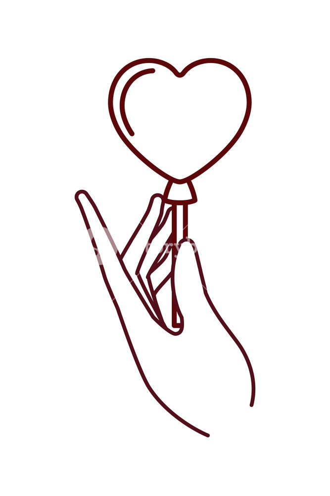 667x1000 Hand Holding Heart Balloon Isolated Icon Vector Illustration