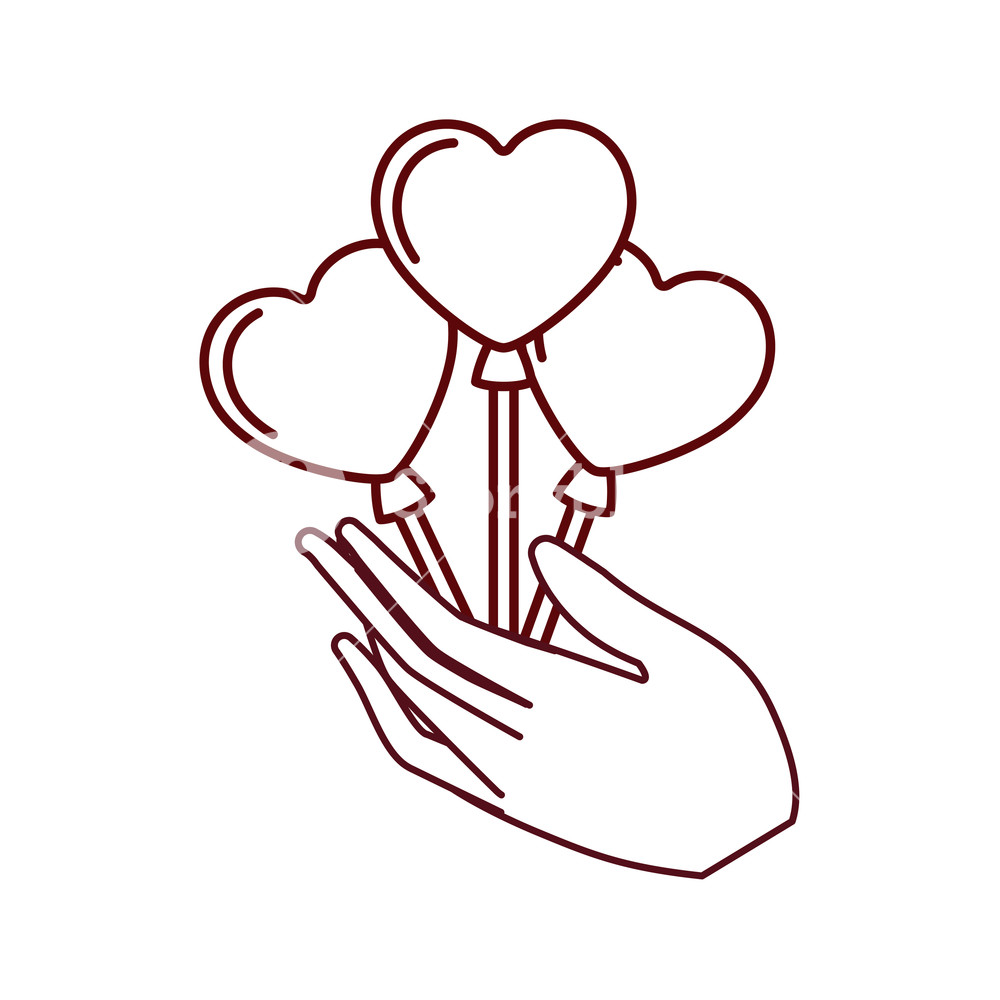 1000x1000 Hand Holding Heart Balloons Isolated Icon Vector Illustration