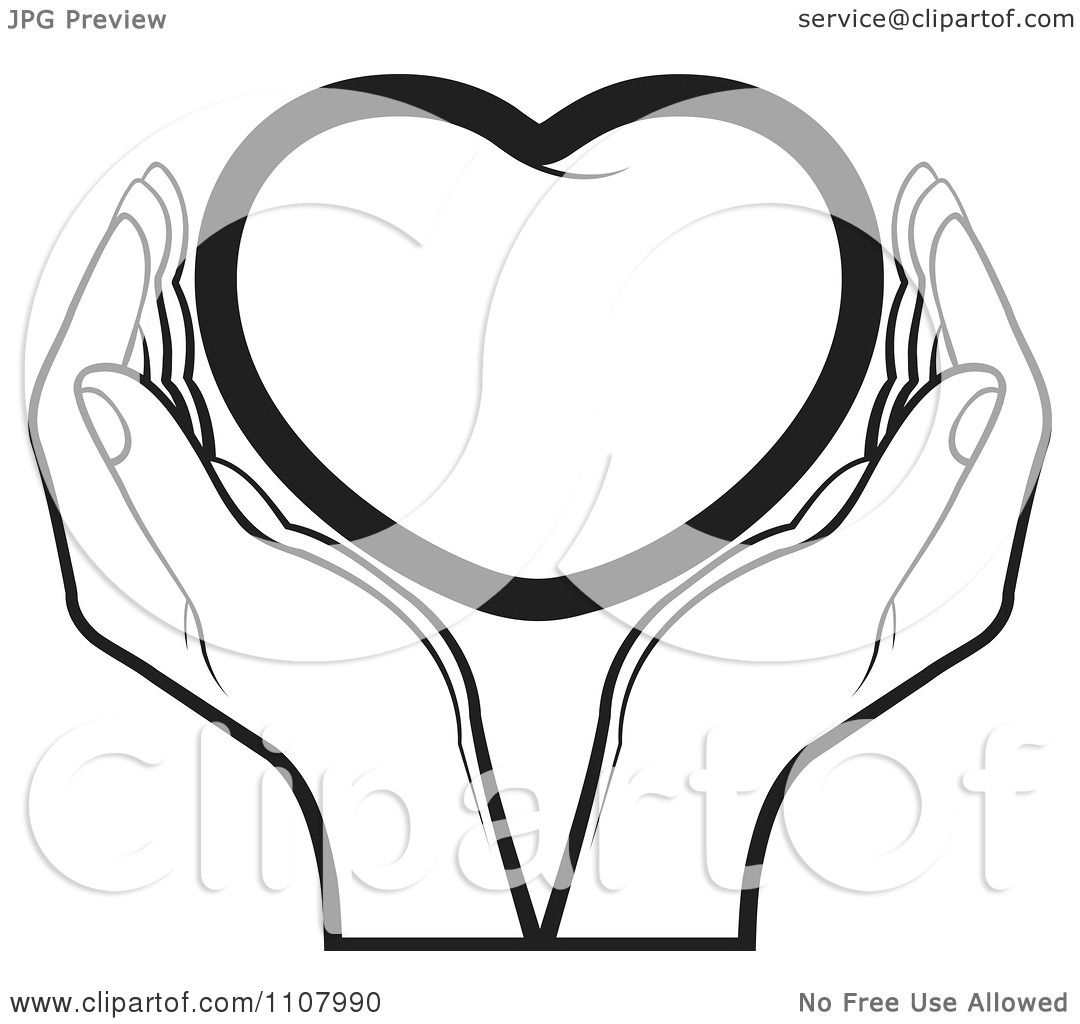 1080x1024 Clipart Black And White Hands Holding A Heart