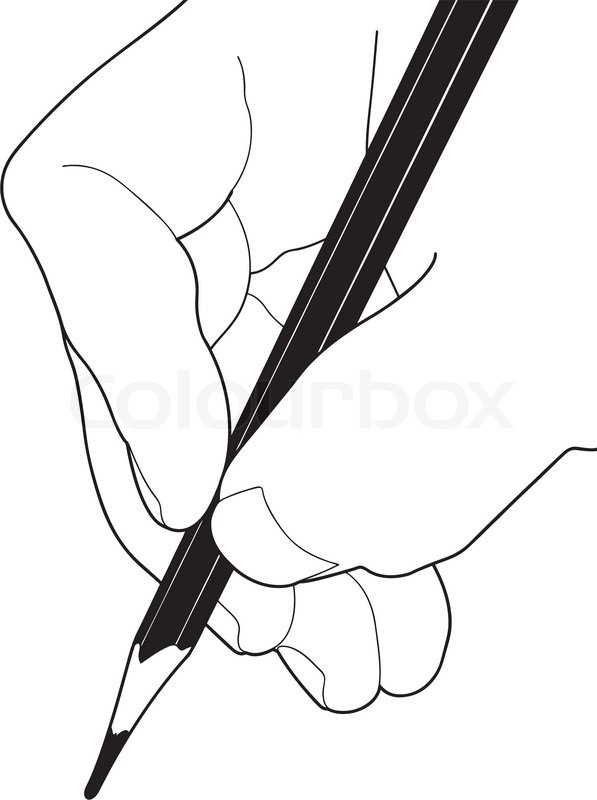 597x800 Hand Holding Pencil Stock Vector Colourbox