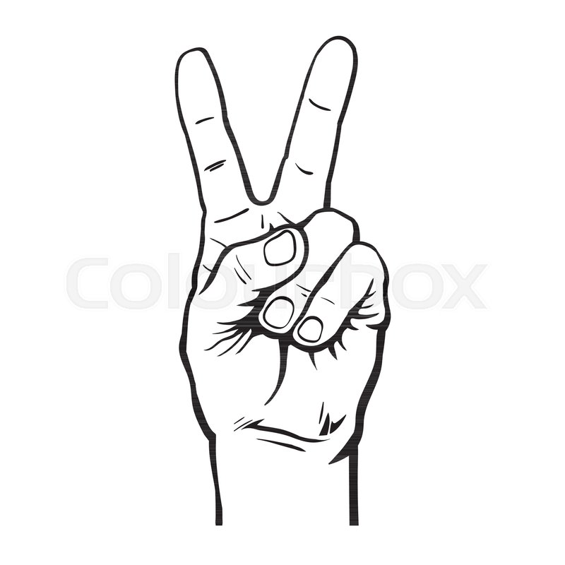 800x800 Hand With Two Fingers Up, Victory Or Stock Vector Colourbox