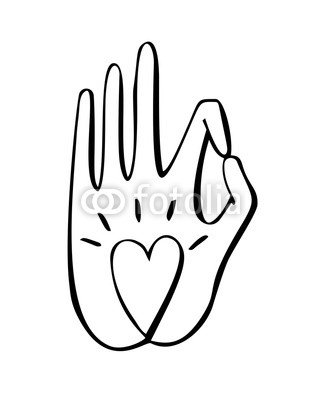 320x400 Vector Illustration Of A Hand In A Buddhist Gesture With A Heart