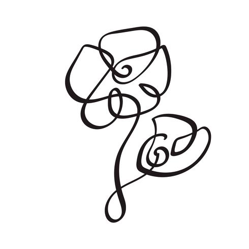 490x490 Continuous Line Hand Drawing Calligraphic Vector Flower Concept