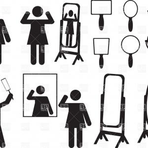 300x300 people and mirrors woman with hand mirror vector clipart orangiausa