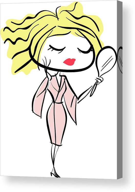 527x750 Woman Looking In Hand Mirror Acrylic Print