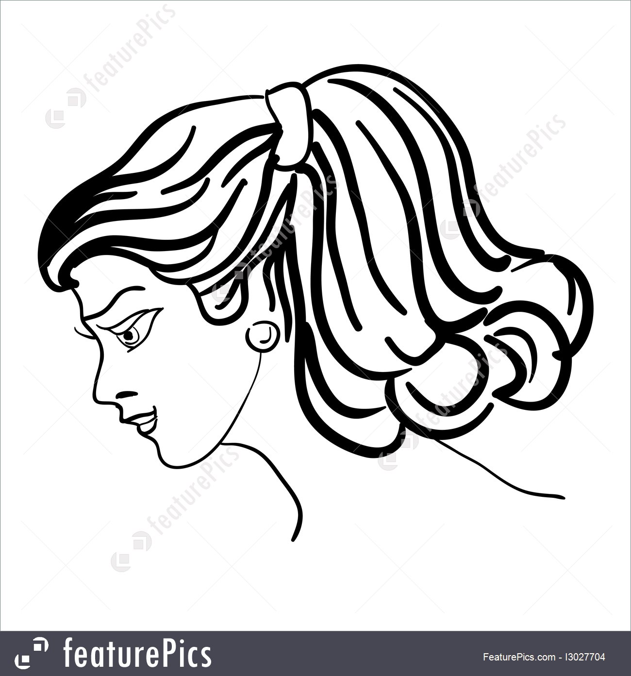 1300x1392 Fine Art Hand Drawn Fashion Model Woman's Face