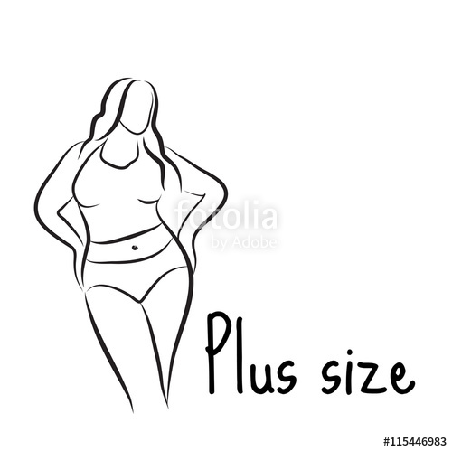 500x499 Plus Size Model Woman Sketch Hand Drawing Style Fashion Logo