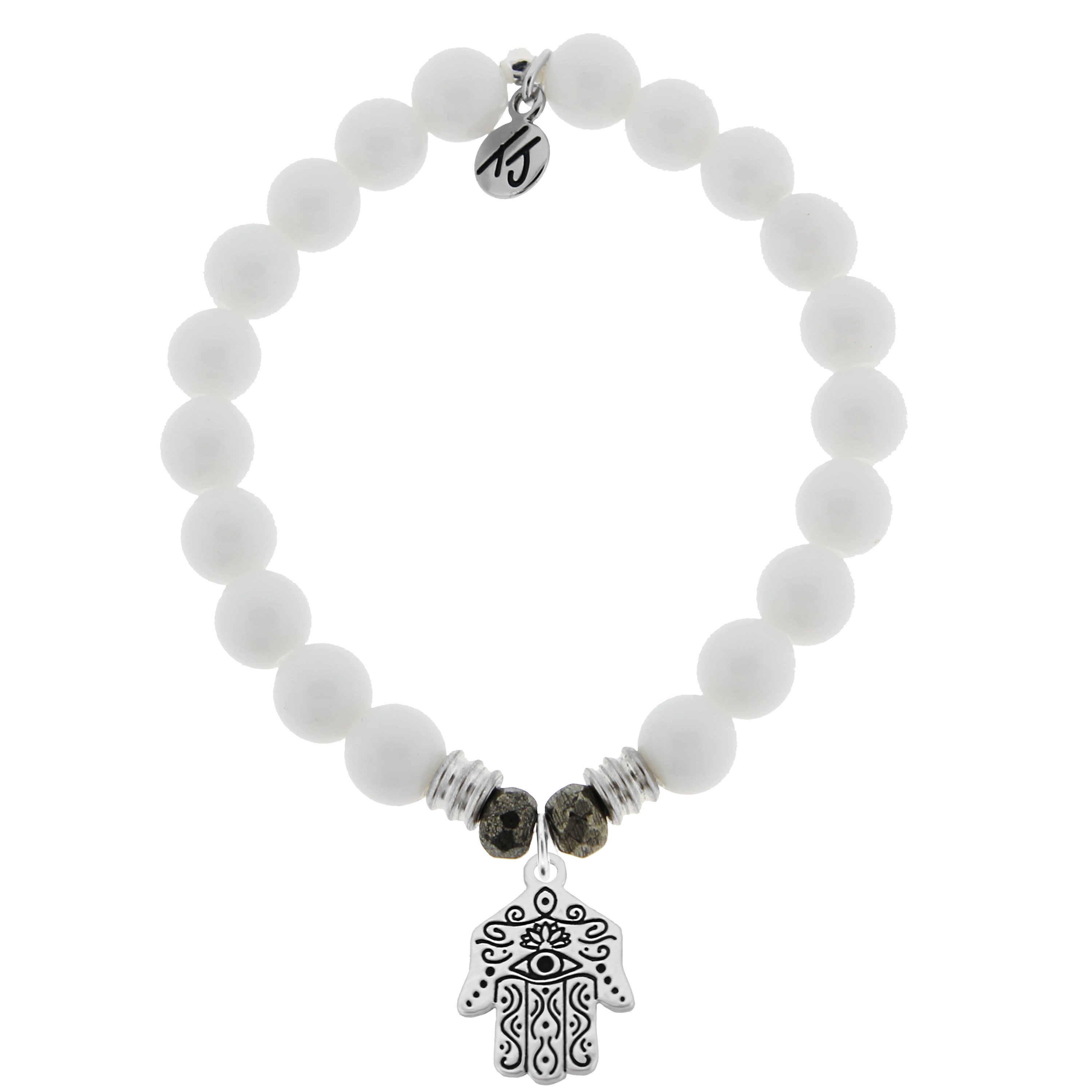 3000x3000 White Jade Stone Bracelet With Hand Of God Sterling Silver Charm