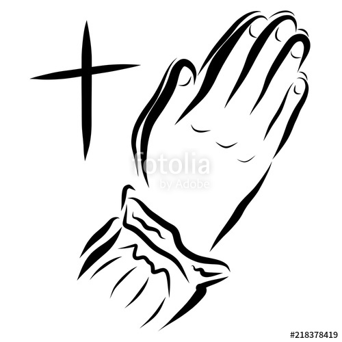 500x500 Cross And Woman Praying To God, Hands Stock Photo And Royalty