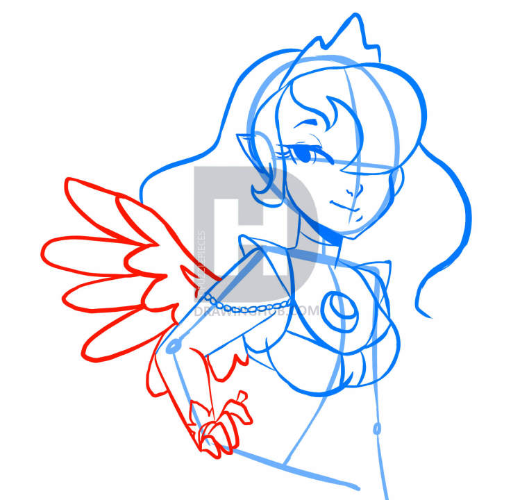 749x720 How To Draw Human Princess Luna, My Little Pony, Step