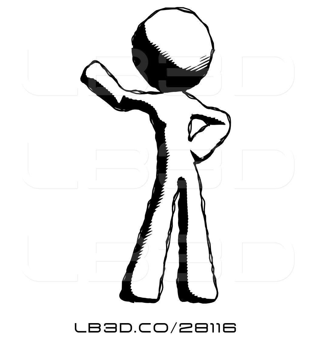 1024x1124 Illustration Of Ink Design Mascot Guy Waving Right Arm With Hand