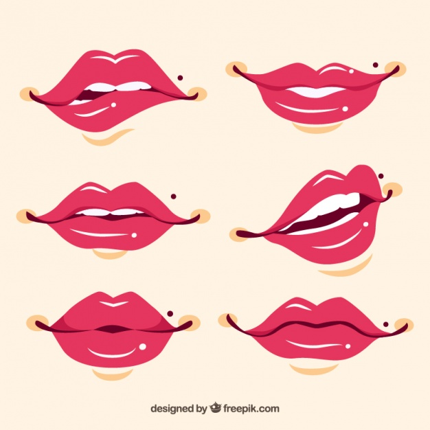 626x626 Hand Drawn Pretty Lips Set Vector Free Download
