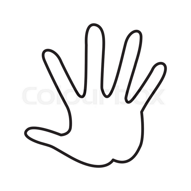 800x800 Outlined Hand Showing Five Finger Palm Stock Vector Colourbox
