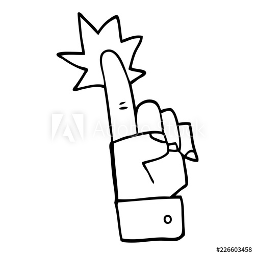 500x500 Line Drawing Cartoon Pointing Hand