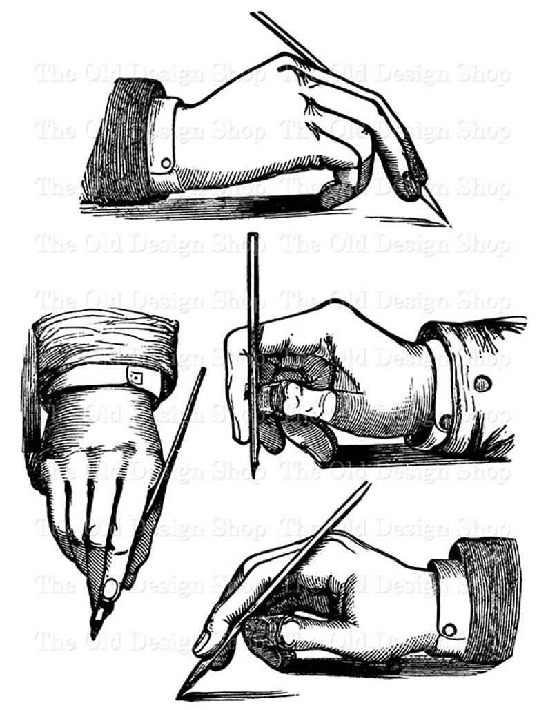 794x1028 Handwriting Positions Clip Art Printable Hands Illustration Etsy