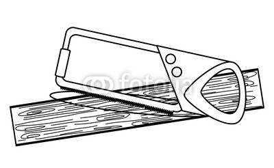 400x246 Hand Saw And Wood Board Over White Background, Vector Illustration