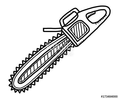 500x417 Electric Saw Cartoon Vector And Illustration, Black And White