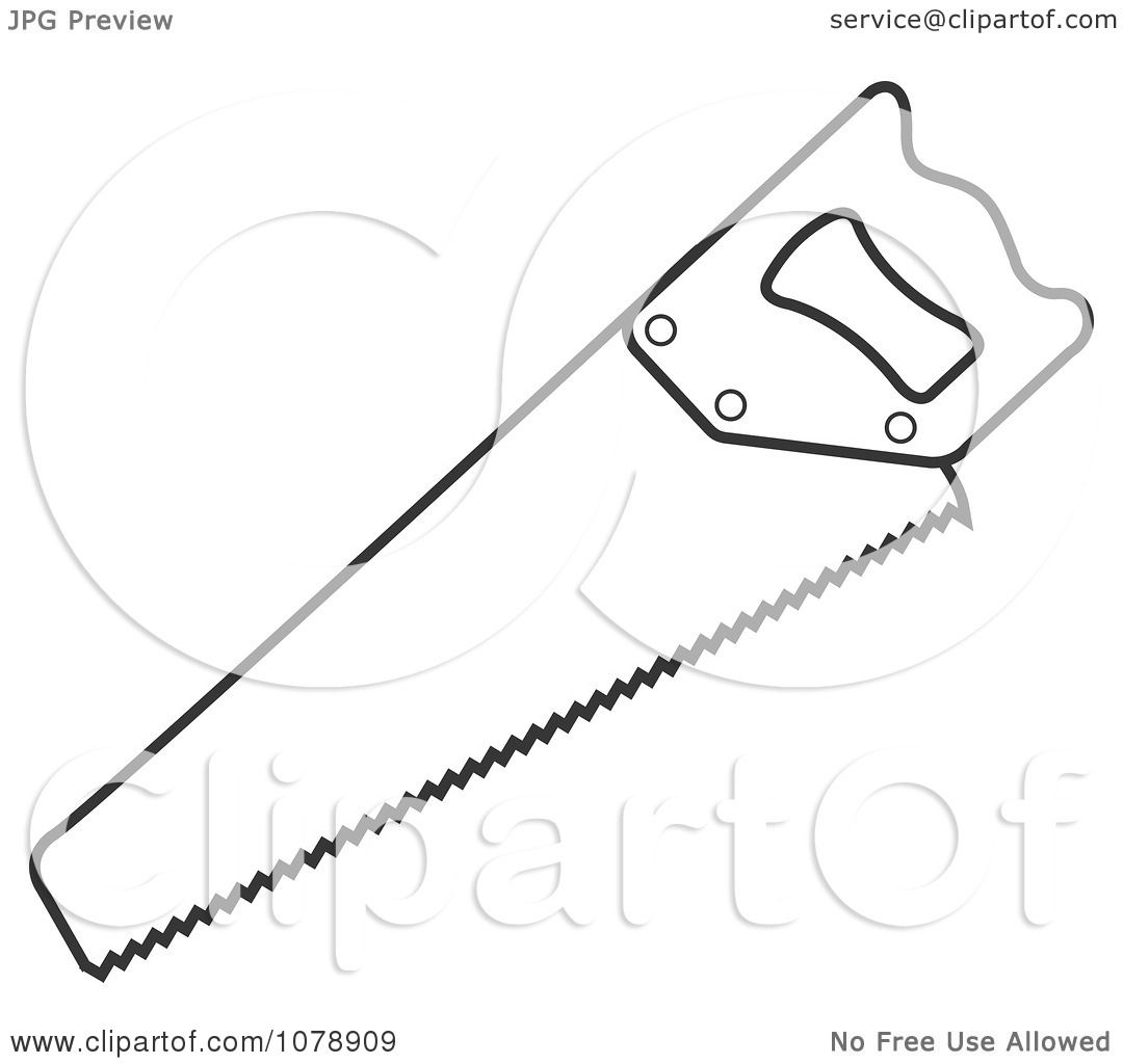 1080x1024 Clipart Outlined Hand Saw