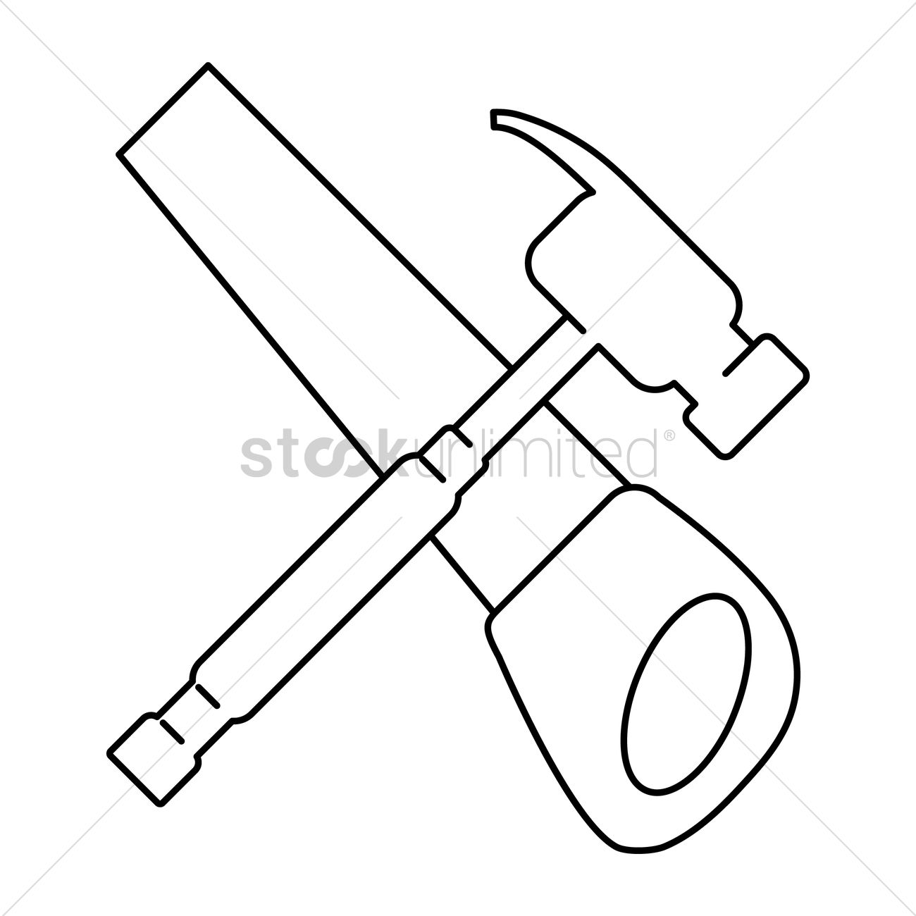 1300x1300 Crossed Hammer And Handsaw Vector Image