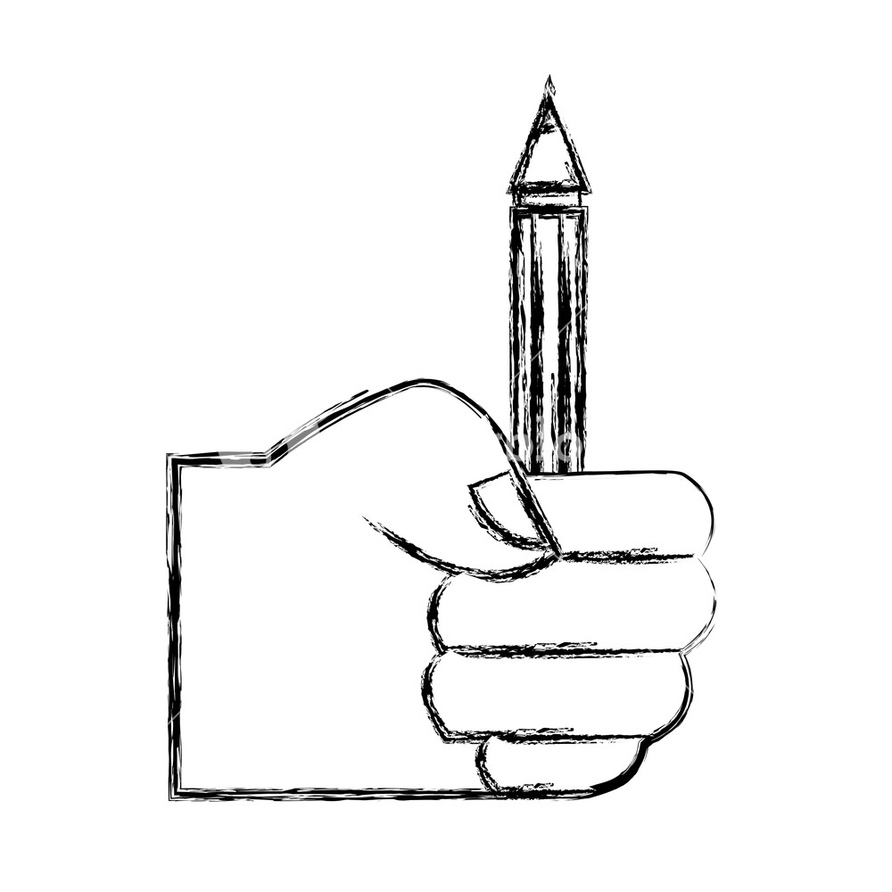 1000x1000 Figure Hand With Pencil School Utensil To Study Vector