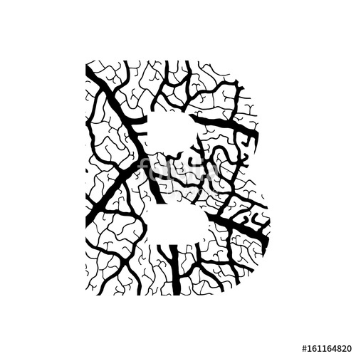 500x500 Nature Alphabet, Ecology Decorative Font Capital Letter B Filled