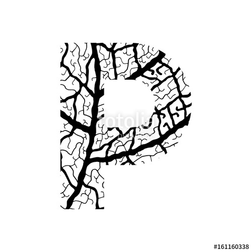 500x500 Nature Alphabet, Ecology Decorative Font Capital Letter P Filled