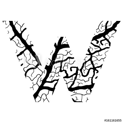 500x500 Nature Alphabet, Ecology Decorative Font Capital Letter V Filled