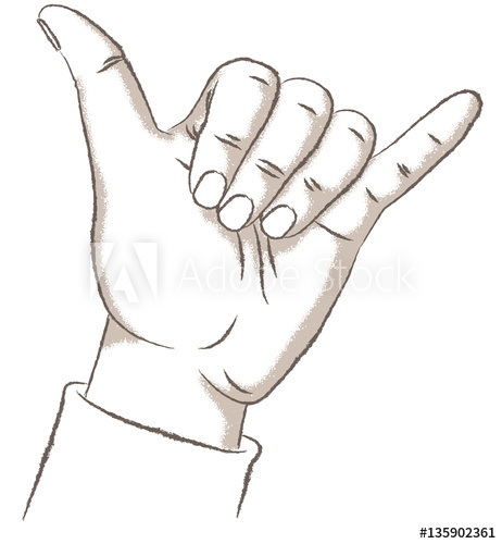 462x500 Shaka Hand Gesture, Retro Vector Illustration Of A Hand Making