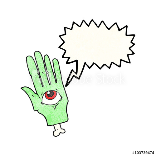 500x500 Speech Bubble Textured Cartoon Spooky Eye Hand