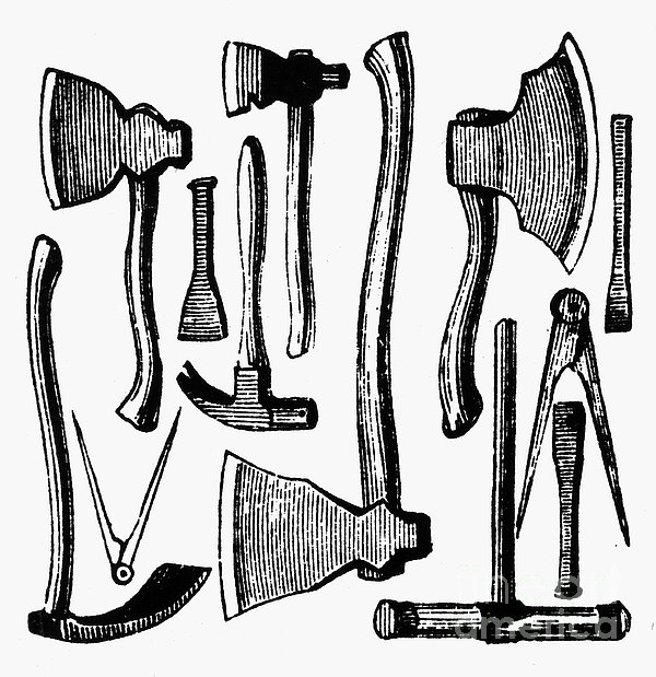 600x619 Colonial Hand Tools Throw Pillow For Sale