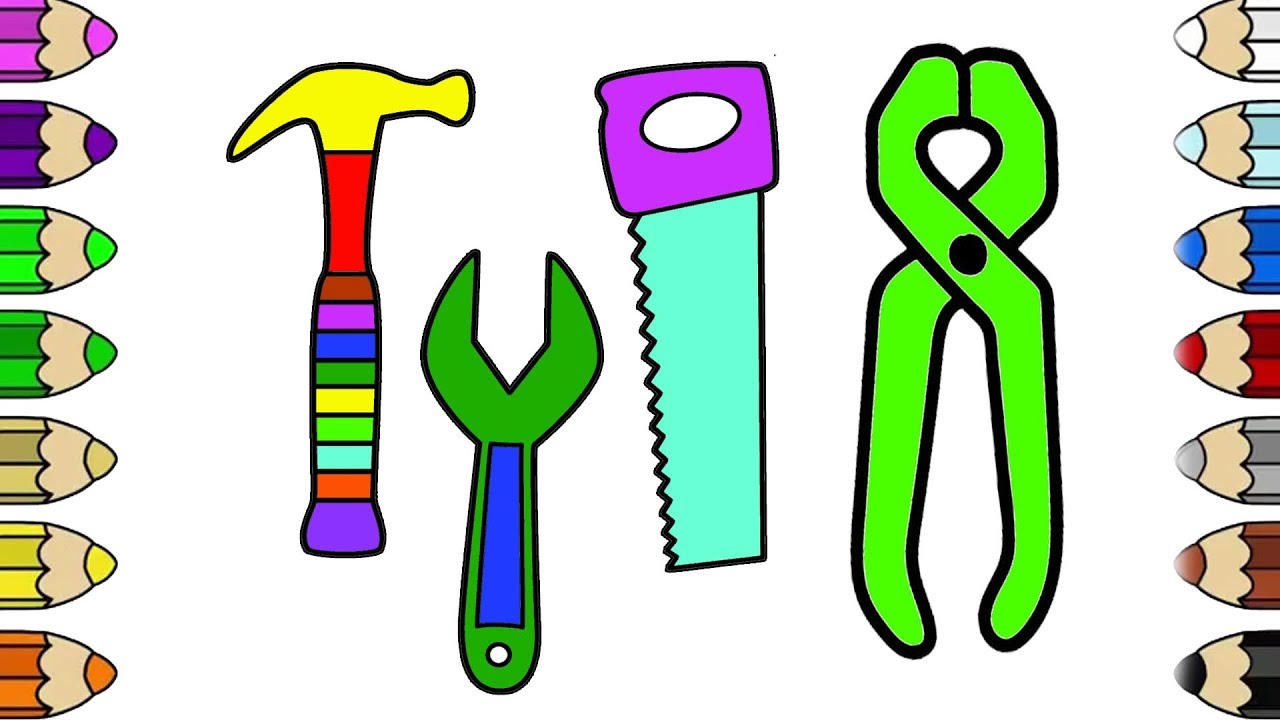1280x720 Construction Tools Coloring Pages For Kids How To Draw