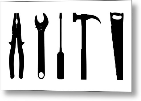 492x353 Silhouette Of Hand Tools Metal Print