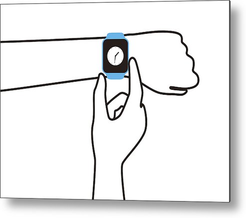 493x437 Fashion Smart Watch With Hand, Flat Vector Metal Print