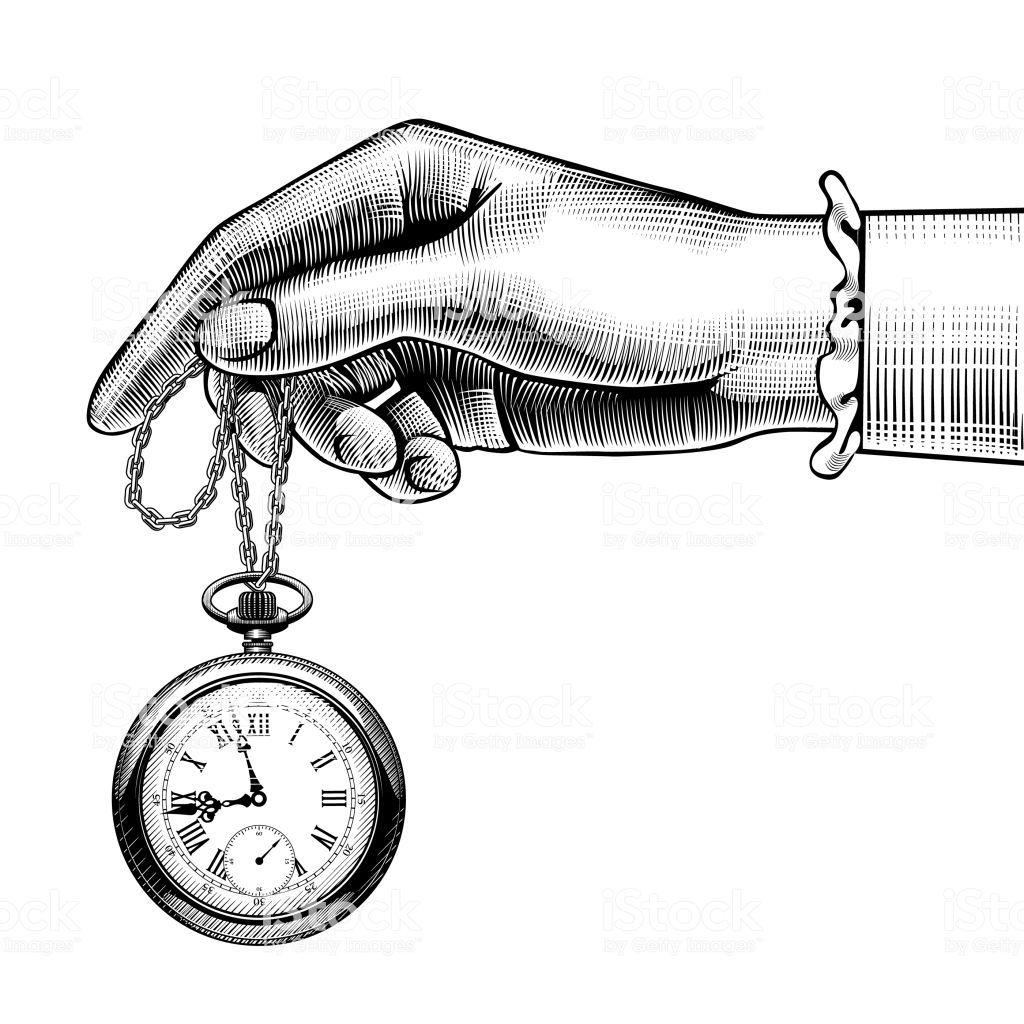 1024x1024 Woman's Hand With A Retro Pocket Watch Vintage Stylized Drawing