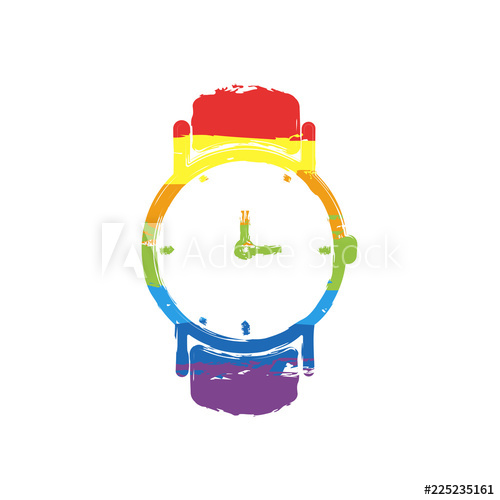 500x500 Classic Hand Watch With Arrows, Icon Drawing Sign With Lgbt Style