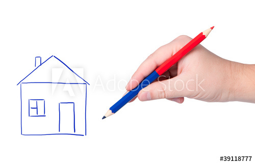 500x322 Hand With Pencil Drawing House