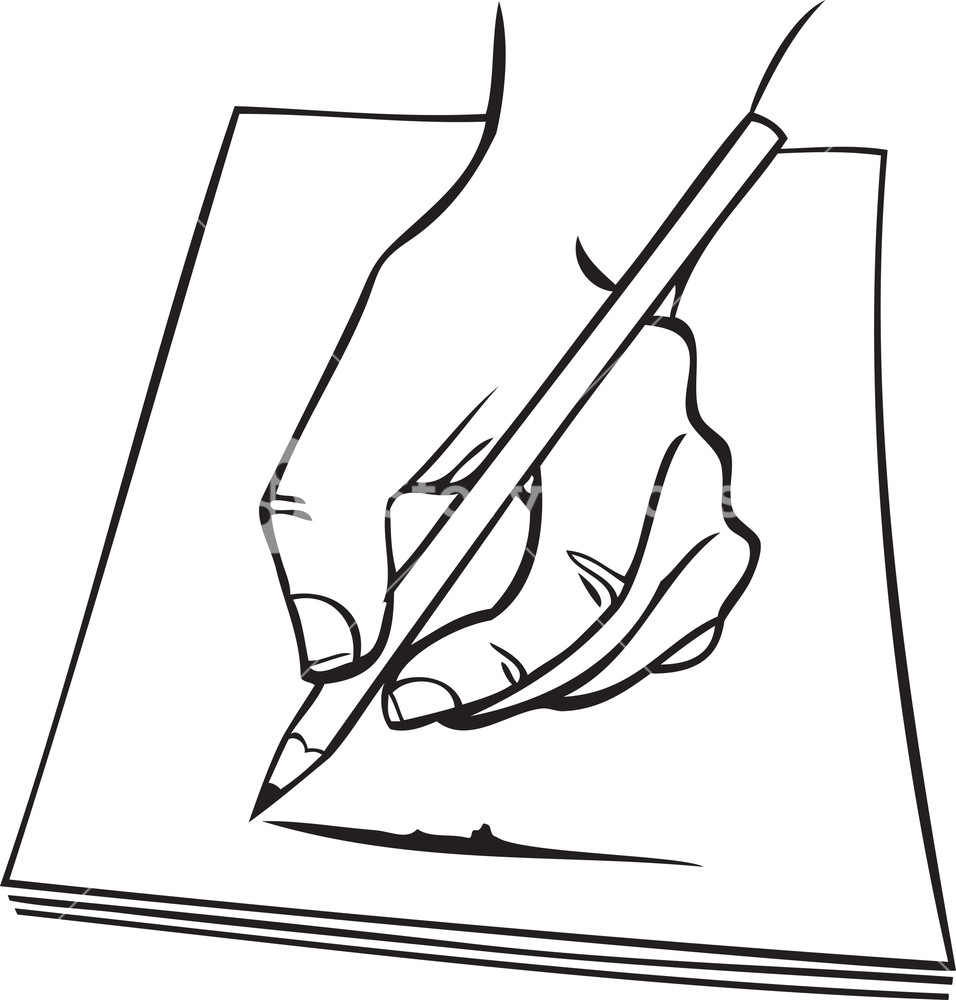 956x1000 Illustration Of A Human Hand With Painting And Pencil Royalty