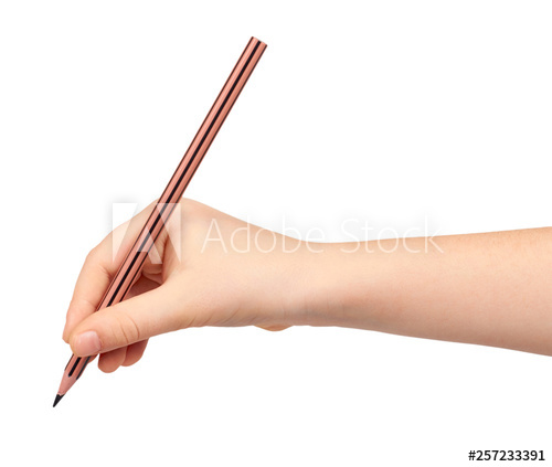 500x423 Kids Hand With Pencil, Drawing Or Writinng Gesture